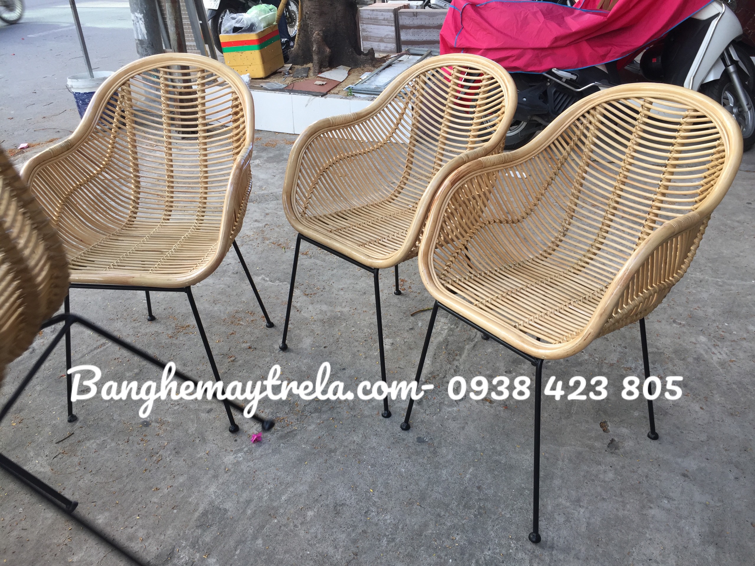 Ghế mây chân sắt cafe giá rẻ